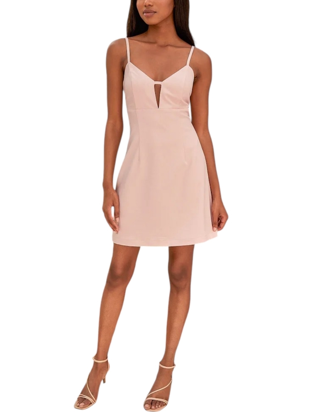 NEW Lulus Mini Dress Sultry Moments Blush Pink Sleeveless  XS